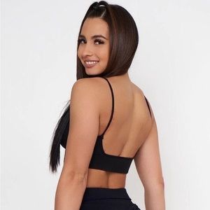 Black Open Back Sports Bra - Pcheebum